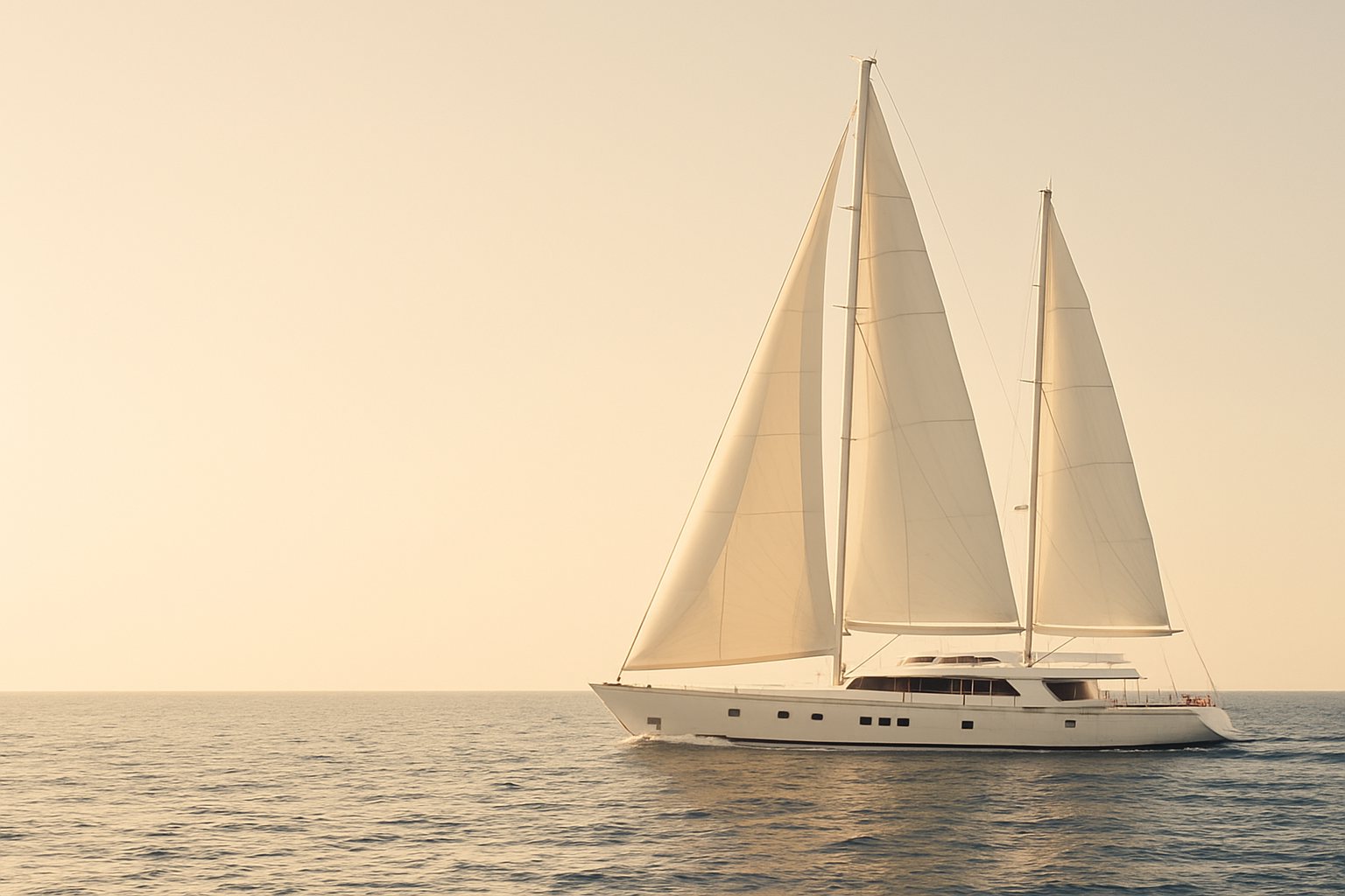Velero fondeado en el Mediterráneo al amanecer