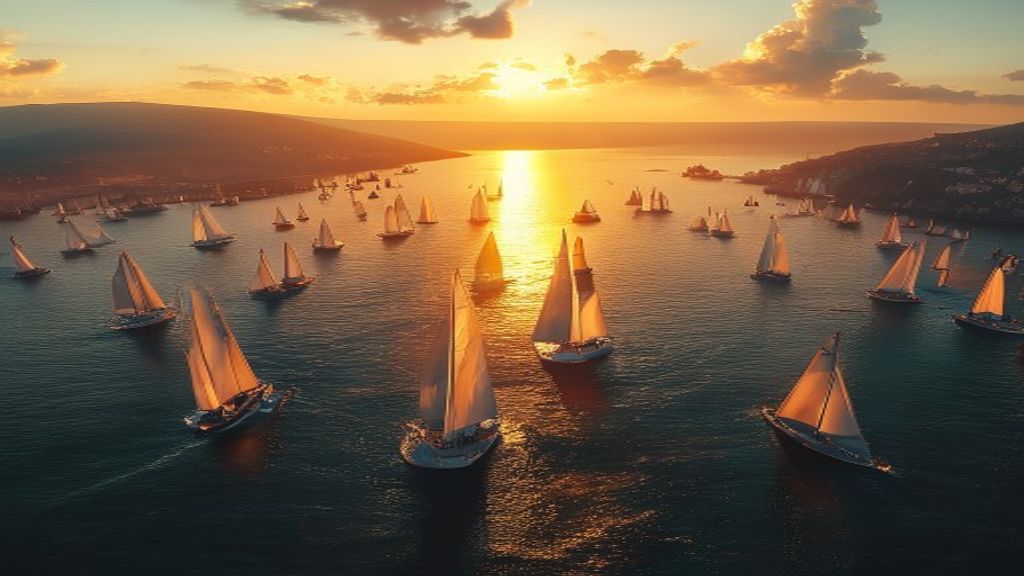 Création NAVLYS — flotte au lever du jour